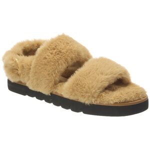 Stuart Weitzman Elodie Chill Faux Fur Sandals Tan Size 7
